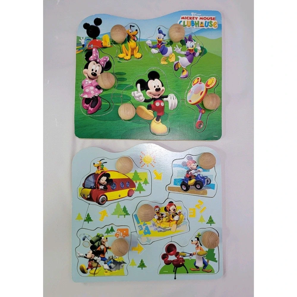 Mickey Mouse Disney Clubhouse Wooden Knob Puzzle Lot Toddler Learning Toy